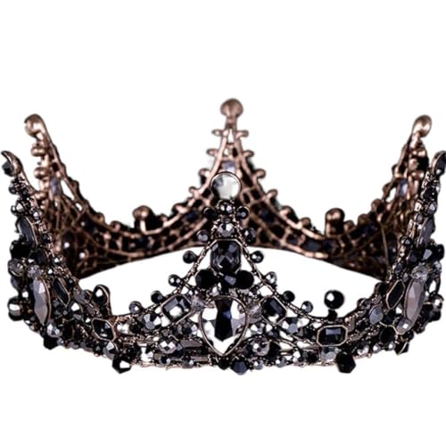 SMELEYOU Barock schwarzer Brautkristall Tiara Gothic Hochzeit Kopfstück Vintage Queen Hair Accessoires für Frauen und Mädchen Halloween Kostümdekorationen (Typ 3) von SMELEYOU