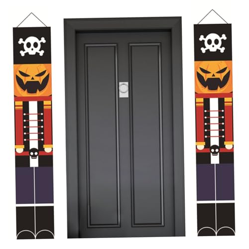 SMELEYOU Halloween Door Banner Halloween Veranda Banner Trick oder Veranda Schilder mit Kürbisschädel Muster Willkommenszeichen für Haustür Halloween Dekorationen von SMELEYOU