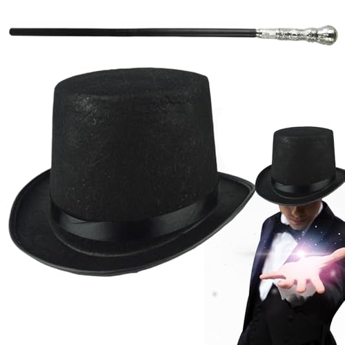 SMELEYOU Halloween Top -Hutkostüm 2pcs/Set Halloween Top Hat mit schwarzem Rohrkostüm Accessoire für Männer Frauen Kostüm Magier Cosplay Steampunk Events und Party -Outfits von SMELEYOU