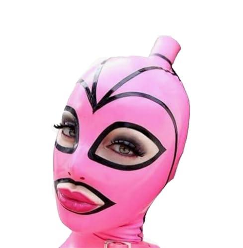 SMGZC Latex Kopfmaske Rosa Gummi Haube Maskieren Latex Masken Kopfhaube Latex Maske Für Cosplay Party (S) von SMGZC