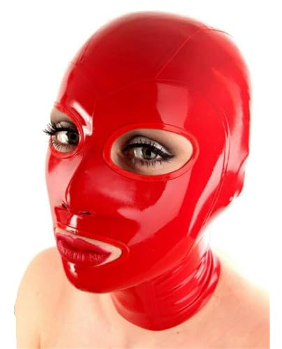 SMGZC Latex Kopfmaske Rot Gummi Haube Maskieren Latex Masken Kopfhaube Latex Maske Für Cosplay Party (XS) von SMGZC