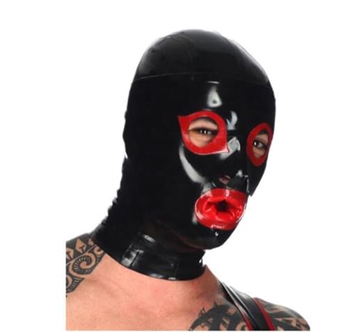 SMGZC Latex Kopfmaske Schwarz Gummi Haube Maskieren Latex Masken Kopfhaube Latex Maske Für Cosplay Party (XL) von SMGZC