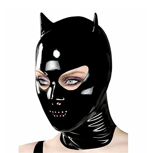 SMGZC Latex Maske,Latex Kopfmaske Schwarz Gummi Haube Maskieren Latex Masken Kopfhaube Für Cosplay Party (2XL) von SMGZC