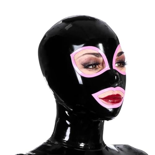 SMGZC Latex Maske,Schwarz Latex Kopfmaske Gummi Haube Maskieren Latex Masken Kopfhaube Für Cosplay Party (XS,Rosa) von SMGZC