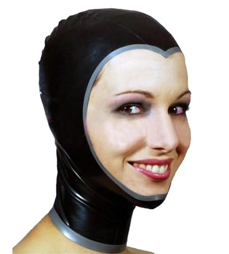 SMGZC Latex Maske,Schwarz Latex Kopfmaske Gummi Kopfhaube Bondage Latex Masken BDSM-maske Für Cosplay Party Halloween (L) von SMGZC