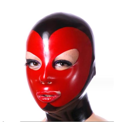SMGZC Latex Maske,Schwarz und rot Spleißen Latex Kopfmaske Gummi Haube Maskieren Latex Masken Kopfhaube Für Cosplay Party (2XL) von SMGZC