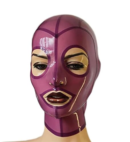 SMGZC Latex Maske,Transparent Lila Latex Kopfmaske Gummi Kopfhaube Bondage Latex Masken BDSM-maske Für Cosplay Party Halloween (XL) von SMGZC