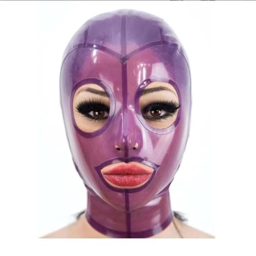 SMGZC Latex Maske,Transparent Lila Latex Kopfmaske Gummi Kopfhaube Bondage Latex Masken BDSM-maske Für Cosplay Party Halloween (XS) von SMGZC