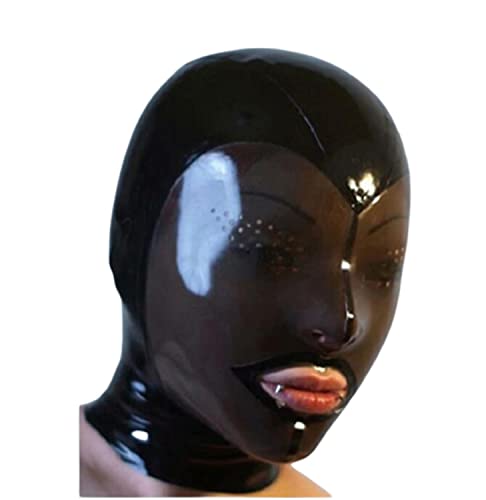 SMGZC Latex Maske,Transparent Schwarz Latex Kopfmaske Gummi Kopfhaube Bondage Latex Masken BDSM-maske Für Cosplay Party Halloween (L) von SMGZC