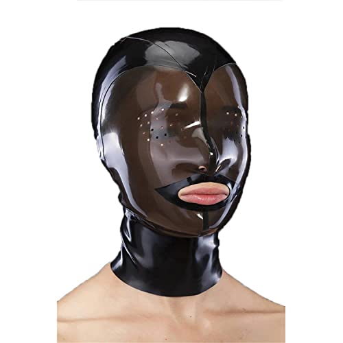 SMGZC Latex Maske,Transparent Schwarz Latex Kopfmaske Gummi Kopfhaube Bondage Latex Masken BDSM-maske Für Cosplay Party Halloween (XS) von SMGZC