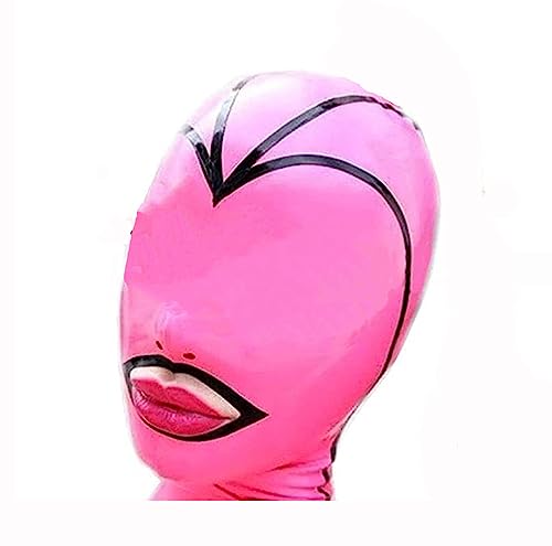 SMGZC Rosa Latex Kopf Abdeckun Gummi Kopfmaske Latex Haube Maskieren GesichtMasken exponiert Mund Für Cosplay Party Vereinskleidung (XL) von SMGZC