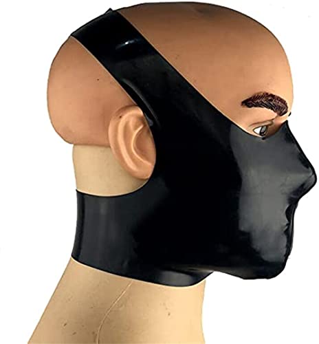 SMGZC Schwarz Latex Maske,Latex Kopfmaske Gummi Kopfhaube Bondage Latex Masken BDSM-maske Für Cosplay Party Halloween (M) von SMGZC