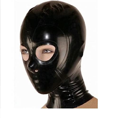 SMGZC Schwarz Latex Maske,exponiert Augen Latex Kopfmaske Gummi Kopfhaube Bondage Latex Masken BDSM-maske Für Cosplay Party Halloween (M) von SMGZC