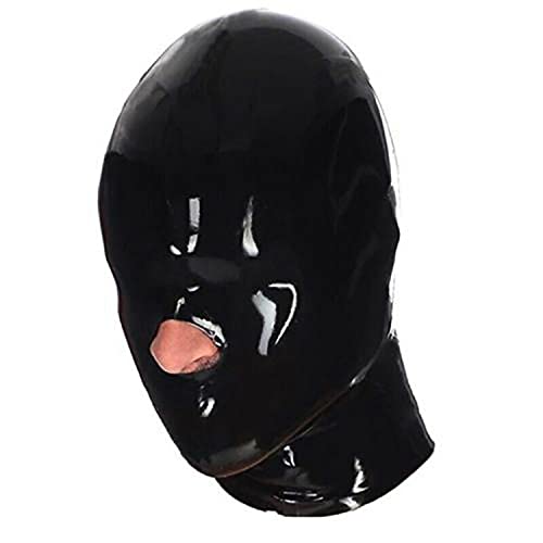 SMGZC Schwarz Latex Maske,exponiert Nase Latex Kopfmaske Gummi Kopfhaube Bondage Latex Masken BDSM-maske Für Cosplay Party Halloween (S) von SMGZC