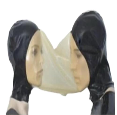 SMGZC Verbundkörper Latex Maske Zwei Latex Kopfmaske Gummi Kopfhaube Bondage Latex Masken BDSM-maske Für Cosplay Party Halloween (2XL) von SMGZC