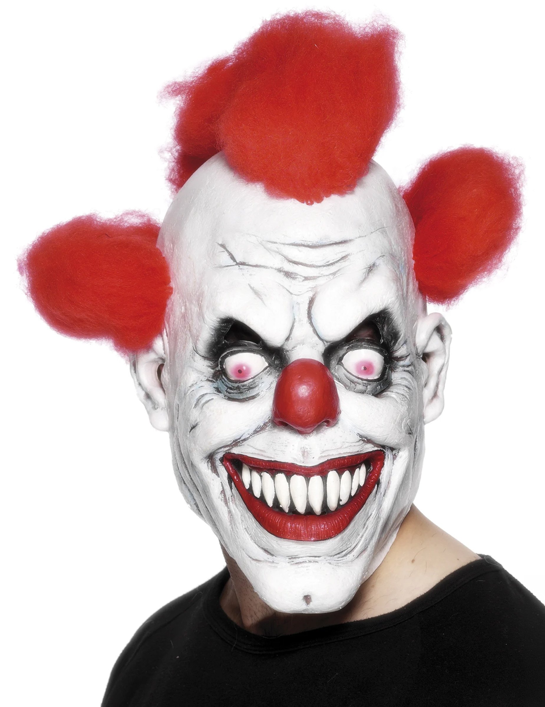 Fiese Clowns-Maske Halloween weiss-rot von SMIFFY'S