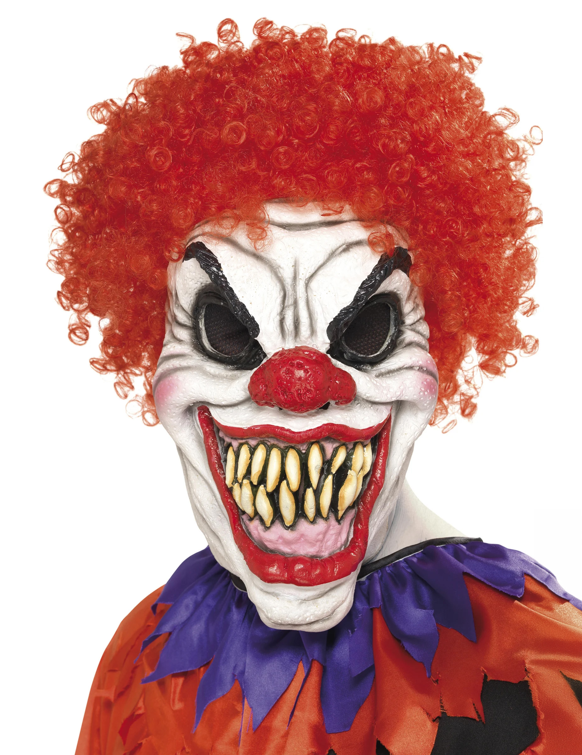 Horror-Clown Maske Halloween schwarz-rot-weiss von SMIFFY'S