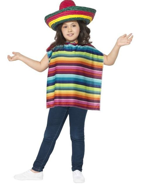 Poncho und Sombrero für Kinder bunt von SMIFFY'S