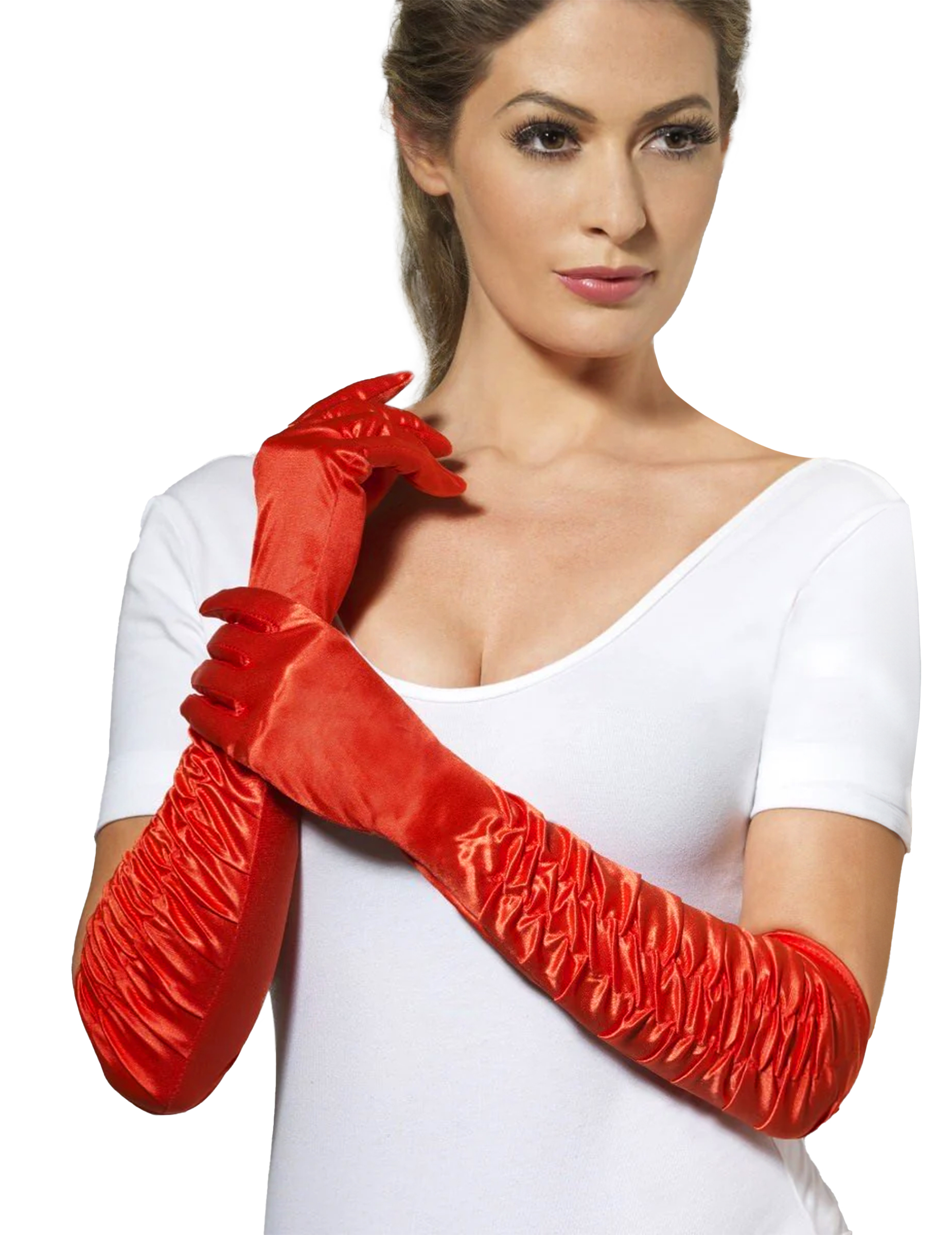 Satin-Handschuhe lang rot Satin-Handschuhe lang rot von SMIFFY'S