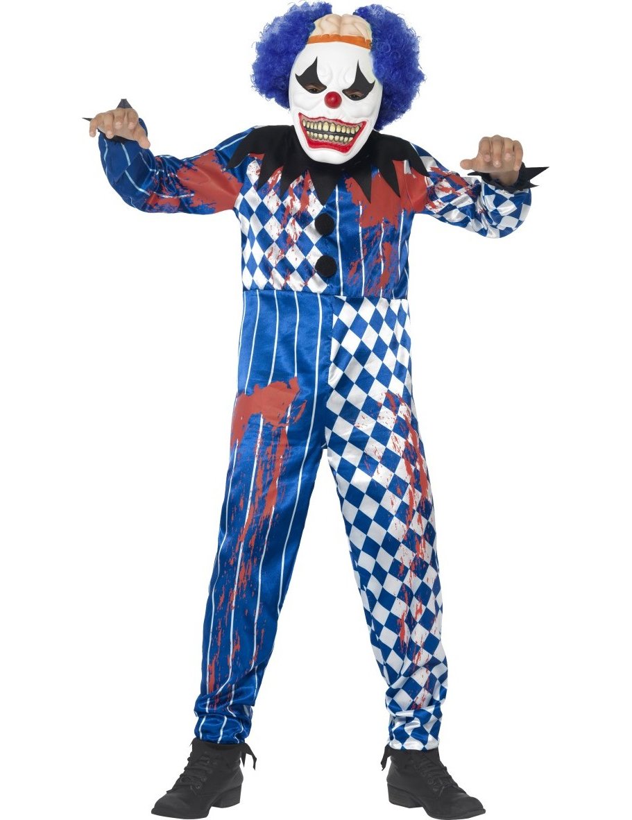 Schauriger Clown Halloween Kinderkostüm mit Maske weiss-blau-rot Schauriger Clown Halloween Kinderkostüm mit Maske weiss-blau-rot von SMIFFY'S
