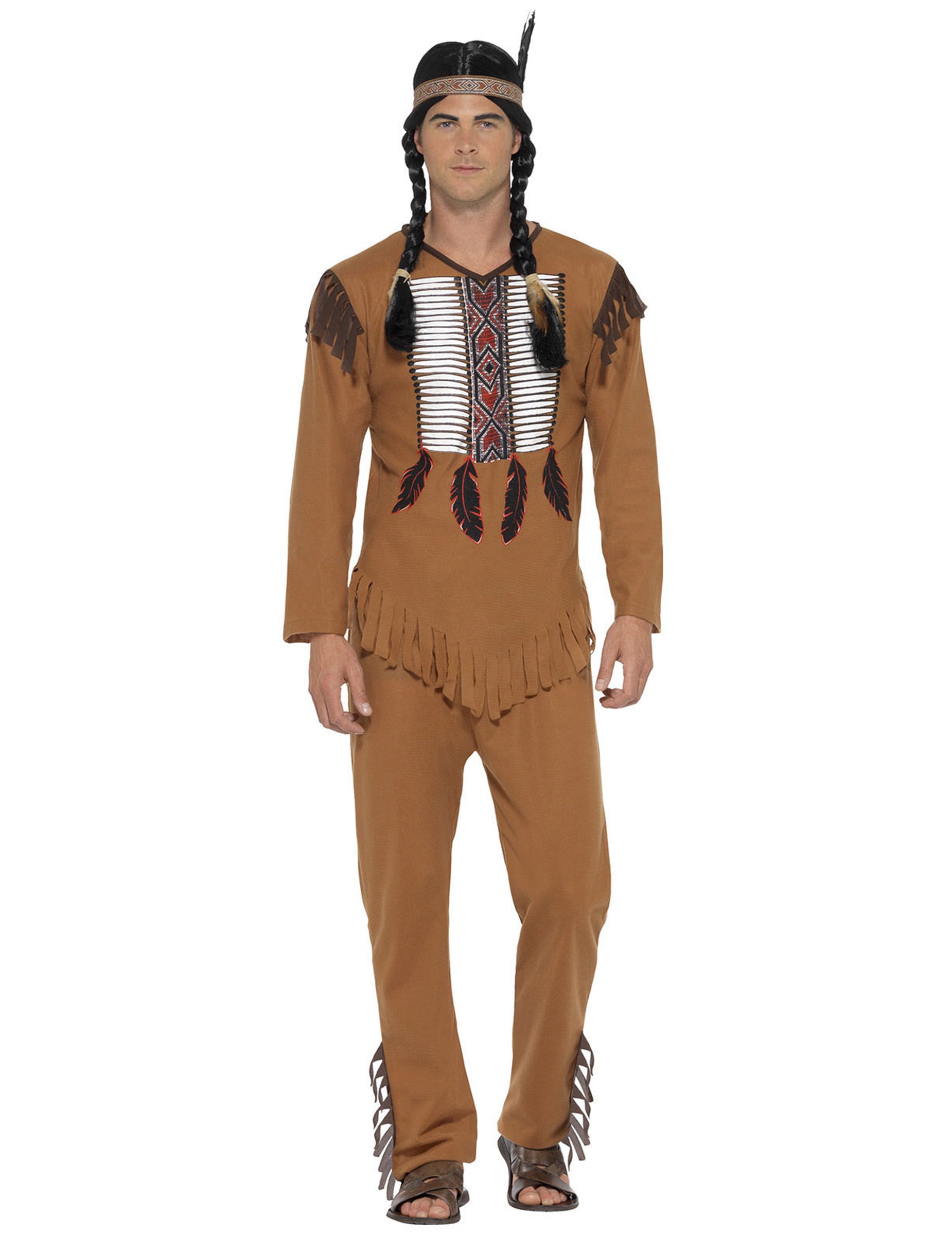 Indianer-Kostüm Wildwest für Herren beige-braun von SMIFFY'S