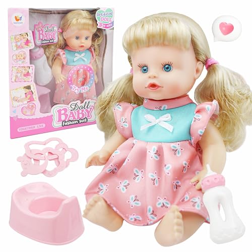 Babypuppe - 12 Zoll Realistische American Girl Babypuppe mit Zubehör, Sounds - Perfekte erste Babypuppe für 1 2 3 4 5 6 Jahre alte Mädchen von SMILESSKIDDO