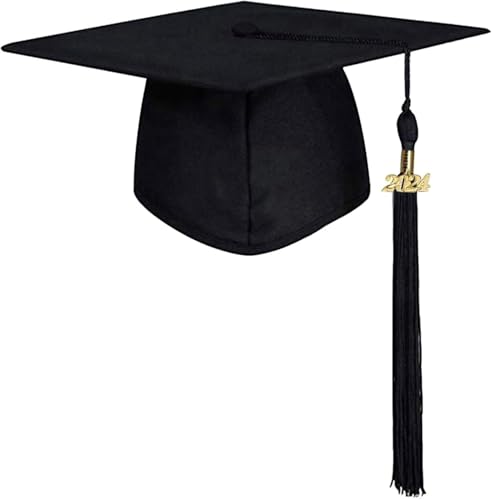 Abschlusshut für Erwachsene 2024 Bachelor Cap Einstellbare Akademische Graduierung Kappe Wiederverwendbar für High School University College Graduation Party Supplies Schwarz von SMIMGO