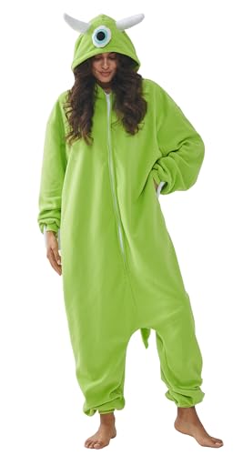 SMITHROAD Jumpsuit Tier Karton Fasching Halloween Kostüm Sleepsuit Cosplay Fleece-Overall Pyjama Schlafanzug Erwachsene Unisex Nachtwäsche Monster M von SMITHROAD