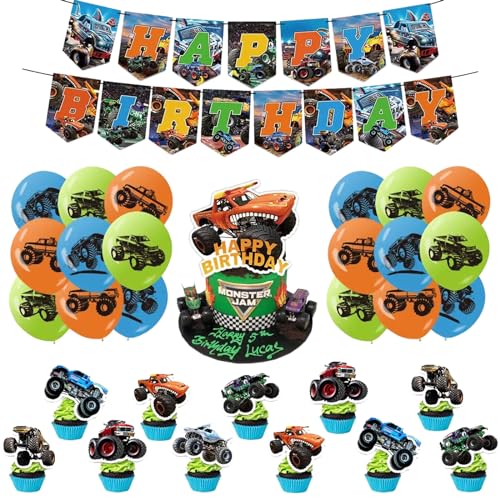 Geburtstagsdeko Monster Jam Luftballons Geburtstag Monstertruck Kindergeburtstag Deko Monster Truck Geburtstag Party Deko Monster Truck Girlande Geburtstag Monstertruck Kuchentopper Geburtstag von SMLHPARTY