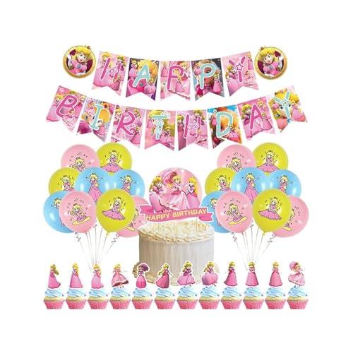 Geburtstagsdeko Princess Peach Luftballons Geburtstag Prinzessin Peach Kuchen Topper Geburtstag Prinzessinnen Peach Geburtstag Girlande Princess Peach Party Deko Geburtstag Prinzessin Peach Banner von SMLHPARTY