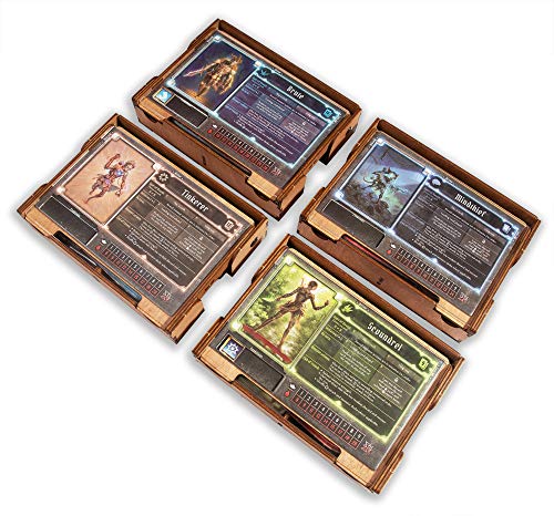 Smonex Holz-Charakterkasten und Spielertablett kompatibel mit Gloomhaven Brettspiel - Spielorganisation, Speicherung und Speicherung von Spielerergebnissen mit Spielerbrett - 4 Stück von SMONEX