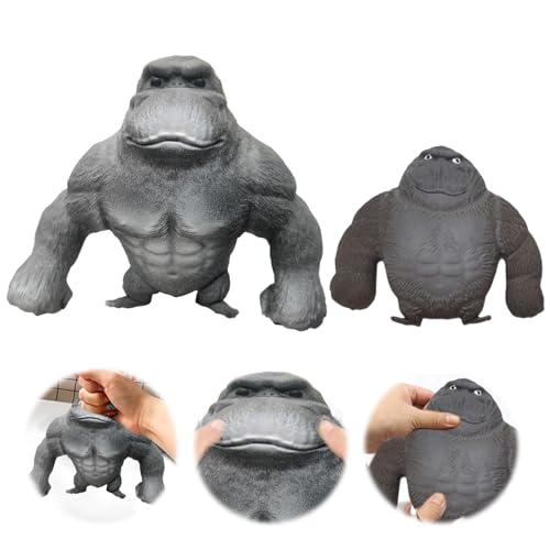 Monkey Toy 2 Stück Gorilla,Squishy Monkey,Gummi AFFE Affen Spielzeug Monkey World Eignet Sich für Freizeit Unterhaltung und Entspannung,Schwarz(10*8,5)(9*8,5) von SMTelegance