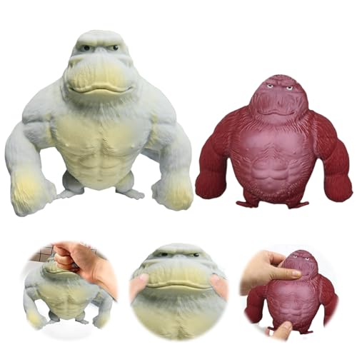 Monkey Toy 2 Stücke Gorilla Stressabbau Spielzeug Gorilla-Figur Zum Stressabbau Weiches Squeeze-Spielzeug Geeignet für Freizeit Unterhaltung Stressabbau Grau(10*8,5 cm) Rot(9*8,5 cm) von SMTelegance