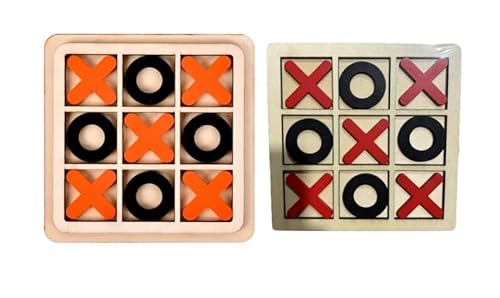 X-O Blöcke Brettspiele, 2 Stück Tic Tac Toe, Tic Tac Toe Holz, Geeignet für Kinder Jeden Alters,Geeignet für Treffen mit Freunden und Spielpartys（Rot und Schwarz, Orange und Schwarz） von SMTelegance