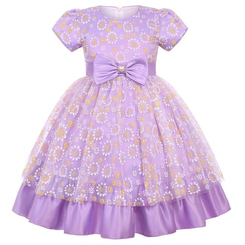 SMUXP Clearance of Sale Mädchen Prinzessin Kleid Kostüm Kurzarm Geburtstag Festzug Party Hochzeit Brautjungfer Urlaub Verkleidung 2-8 Jahre 2025 Happy New Year von SMUXP