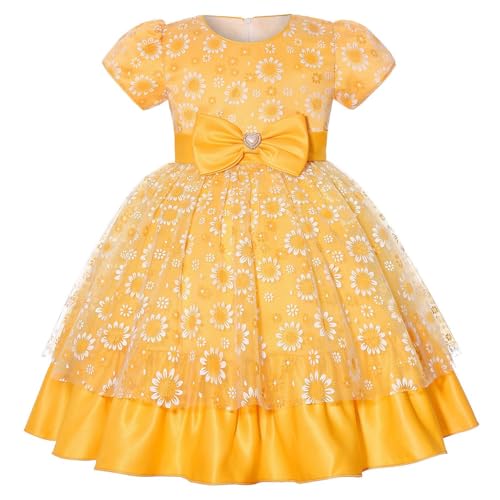 SMUXP Clearance of Sale Mädchen Prinzessin Kleid Kostüm Kurzarm Geburtstag Festzug Party Hochzeit Brautjungfer Urlaub Verkleidung 2-8 Jahre 2025 Happy New Year von SMUXP