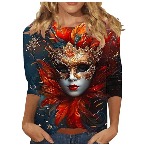 SMUXP Karnevalskostüm Freitag Black Deals Mardi Gras Maske Druck für Damen 2025 HotSale Karneval Outfit Karneval Outfit für Frauen Übergröße Karneval Outfits für Frauen Übergröße von SMUXP