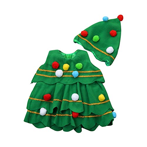 SMUXP Weihnachtsbaum-Kostüm für Kleinkinder, Kinder, Mädchen, Kleid, Tops, Partyweste und Mütze, Outfits, 2025 Happy New Year von SMUXP