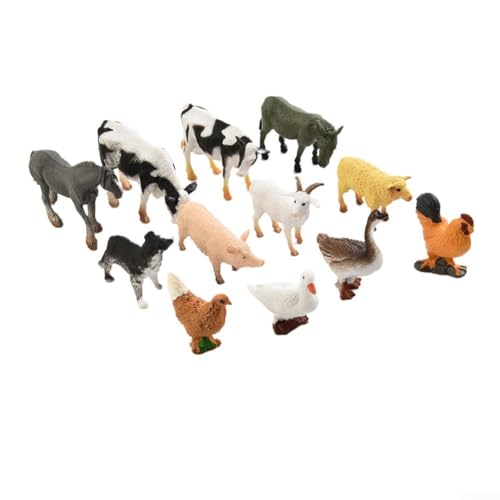 SMZhomeone Bauernhoftiere Spielset 12pcs Mini Tiere zum Lernen und Präsentieren von Kindern von SMZhomeone