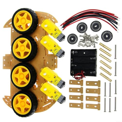 SMZhomeone Smart Car Chassis Kit 4WD Robot Smart Car Chassis Kits adopts quad reduction DC motor curve with Speed Encoder for Arduino for Kids Teens Adults von SMZhomeone