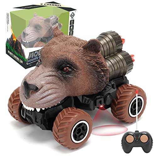 SNADER Monsterauto, 1:43 Mini Ferngesteuertes Autospielzeug, Ferngesteuerte Monstertrucks mit Licht für Kinder, Geburtstagsgeschenk für Jungen Mädchen im Alter von 4, 5, 6, 7, 8 Jahren (Braunbär) von SNADER