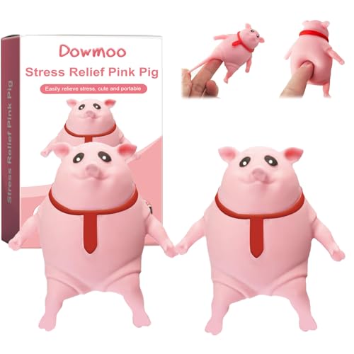 2 Stück Stress Schwein,Anti Stress Schwein,Schwein Anti Stress,Stressschwein,Anti Stress Spielzeug Schwein,Schwein Quetsch Spielzeug,für Erwachsene und Kinder (4.35x6.4cm) von SNONESIY