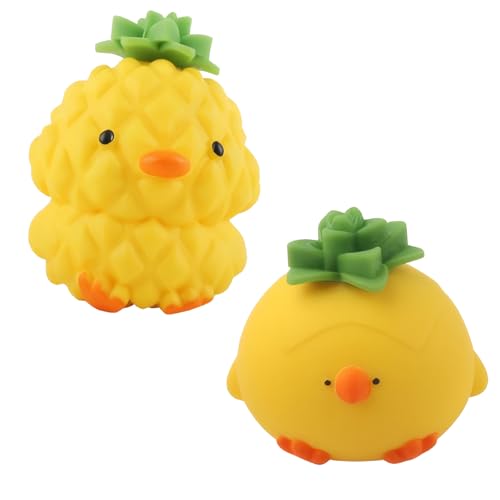 2er-Pack Quetschhuhn Spielzeug,Ananas Stressbälle,Niedliche Enten-Squishy-Fidget-Spielzeuge,Küken Squeeze Squishy Toy,Angstlinderung,Geeignet für Kinder und Erwachsene Als Partygeschenke von SNONESIY