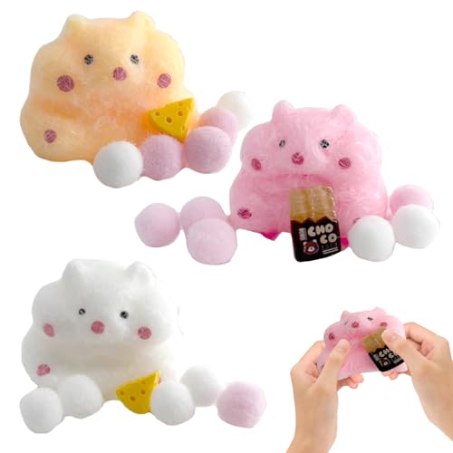 3 Stück Squishy Hamster Spielzeug,Cartoon-Hamster Squeeze Toy,Hamster Anti Stress Spielzeug,Sensorisches Spielzeug,Stressabbau,Geeignet für Kinder und Erwachsene von SNONESIY