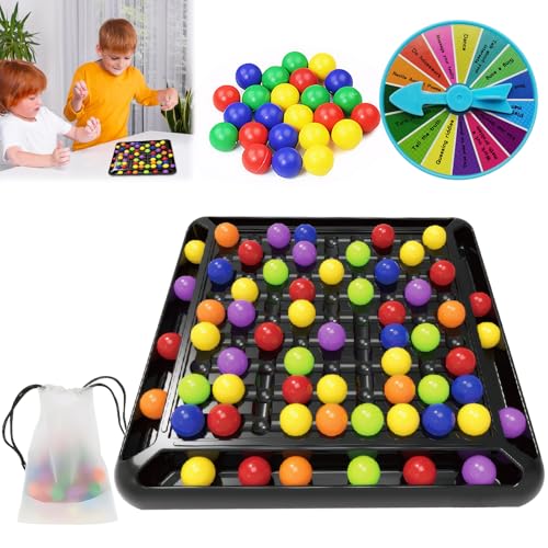 80 Bälle Intellektuelles Schachbrett Doppelduell,Rainbow Ball Elimination Brettspiel Schachbrett Doppelduell Spiel mit Kugeln,Familienspiel,Partyspiel,für Erwachsene und Kinder mit 1 Strafscheibe von SNONESIY