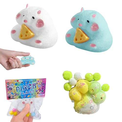 Hamster Squishy Fidget Spielzeug 3 PCS Katzenpfoten Squishy Hamster Cartoon-Hamster Squeeze Toy Hamster Squeeze Toy Sensorisches Spielzeug Weiches Hamster-Zappelspielzeug Geschenk katzenpfoten squishy von SNONESIY