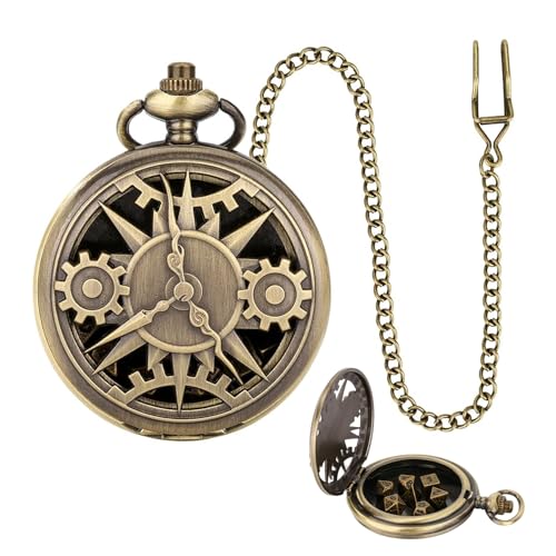 SNONESIY Mini DND Würfel Set mit Hohlem Steampunk Taschenuhr Gehäuse 7-teiliges DND Dice aus Polyedrischem Metall für Rollenspiel-Brettspielzubehör von SNONESIY