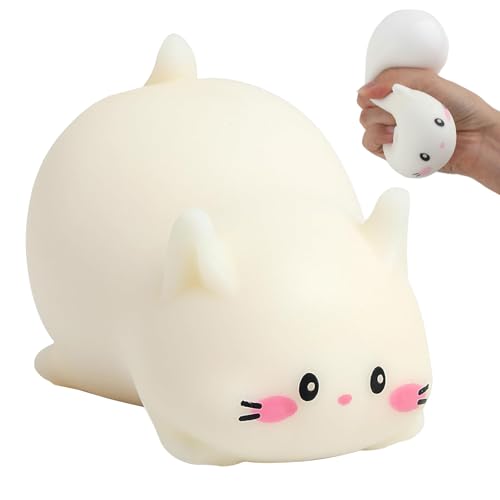 Niedliche Weiße Katze Stressball Lustiges Squishy Antistress Spielzeug,Stressabbau Spielzeug,Sicher Kneten Quetschspielzeug,Geeignet für Kinder und Erwachsene zum Stressabbau von SNONESIY