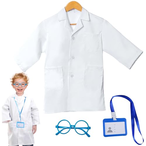 Arztkittel Kinder,Laborkittel Kinder,Arzt Kostüm Kinder,Kinder Arztkittel,Perfekt Für Eine Wissenschaftler-Doktor-Cosplay-Mottoparty(140~150cm) von SNONESIY