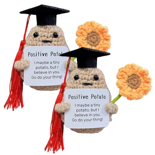 SNONESIY 2 Stück Positive Kartoffel Deutsch,Glückskartoffel,Ermutigendes Positive Potato Deutsch,Positive Kartoffel,Süßes Glücksbringer Kartoffel,Geeignet für Ermutigungsgeschenke,Eintrittsgeschenke von SNONESIY